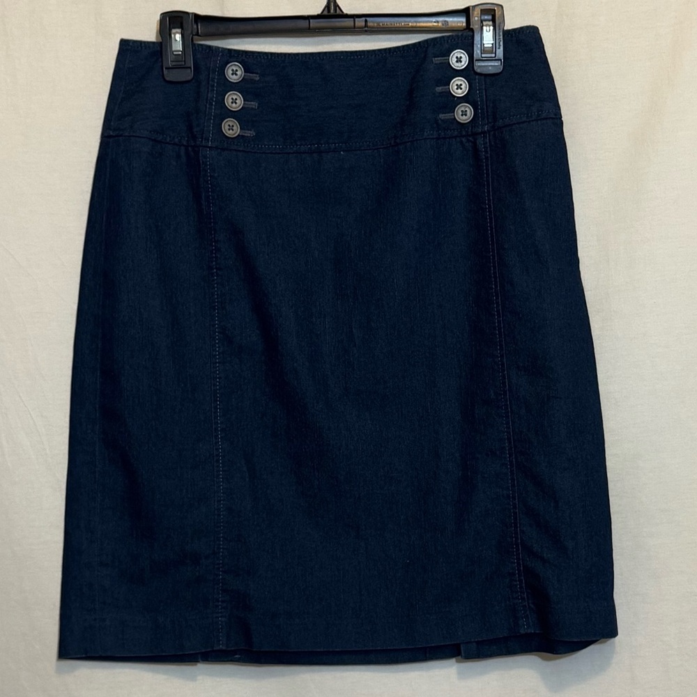 E-163 Kim Rogers Blue‎ Denim MIDI Skirt Size 8P